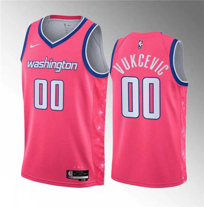 Mens Washington Wizards #00 Tristan Vukcevic Pink 2023 Draft City Edition Stitched Jersey Dzhi